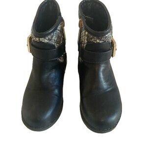 Tahari Kustard Black Snakeskin Ankle Booties Sz 9 (Girls)